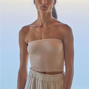 Cream Ribbed Crop Top